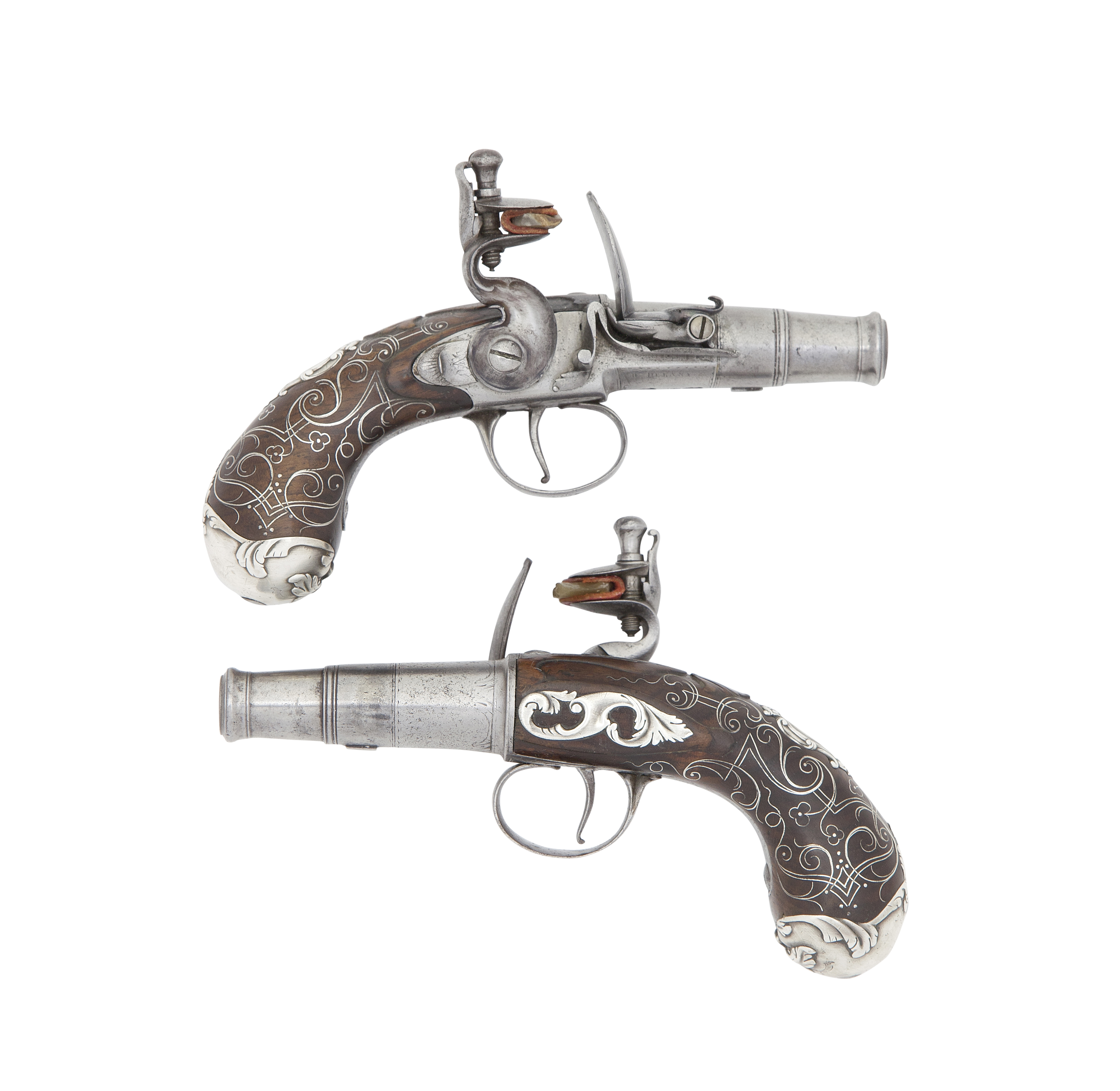 A Fine Pair Of 42-Bore Flintlock Turn-Off Pocket Pistols