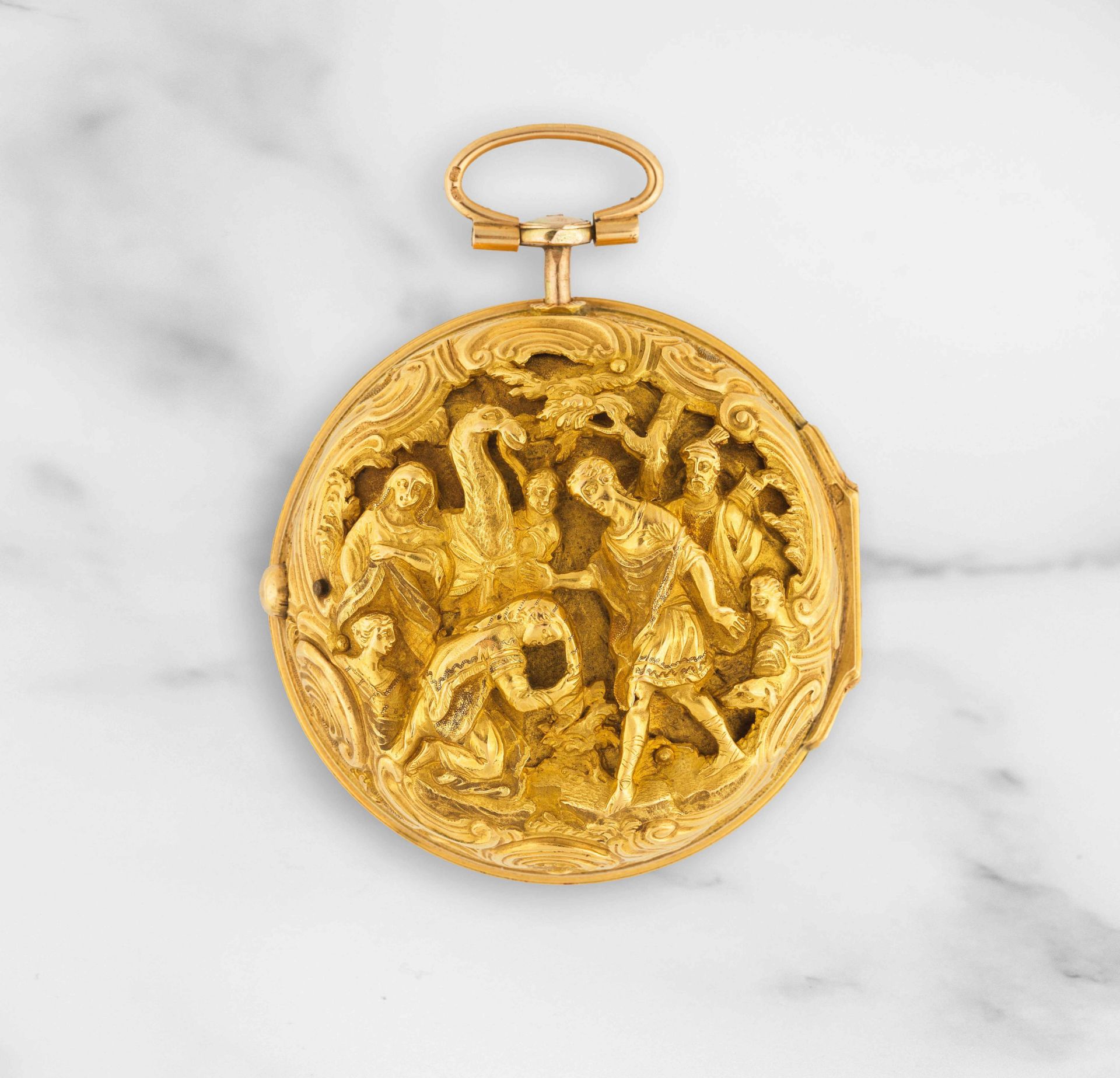 Fa. Thornton, London. Montre de gousset en or jaune 18K (750) repouss&#233; &#224; cadran ouvert... - Image 2 of 2