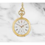 Omega. Montre de poche &#224; cadran ouvert en or jaune 18K (750) remontoir au pendant Omega. An...