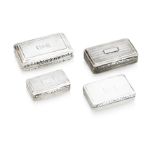 FOUR ENGINE TURNED SILVER SNUFFBOXES (4)