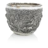 AN INDIAN OR BURMESE WHITE METAL JARDINIERE Late 19th Century