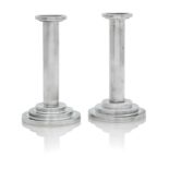 A PAIR OF MODERN DANISH ART DECO STYLE STERLING CANDLESTICKS By Ronnie Holmsted, Copenhagen,