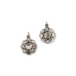 PAIRE DE BOUCLES D'OREILLES DIAMANTS, FIN DU 19EME SIECLE