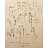 Jean-Michel Basquiat (American, 1960-1988) &#201;tude acad&#233;mique de la figure masculine, d'...