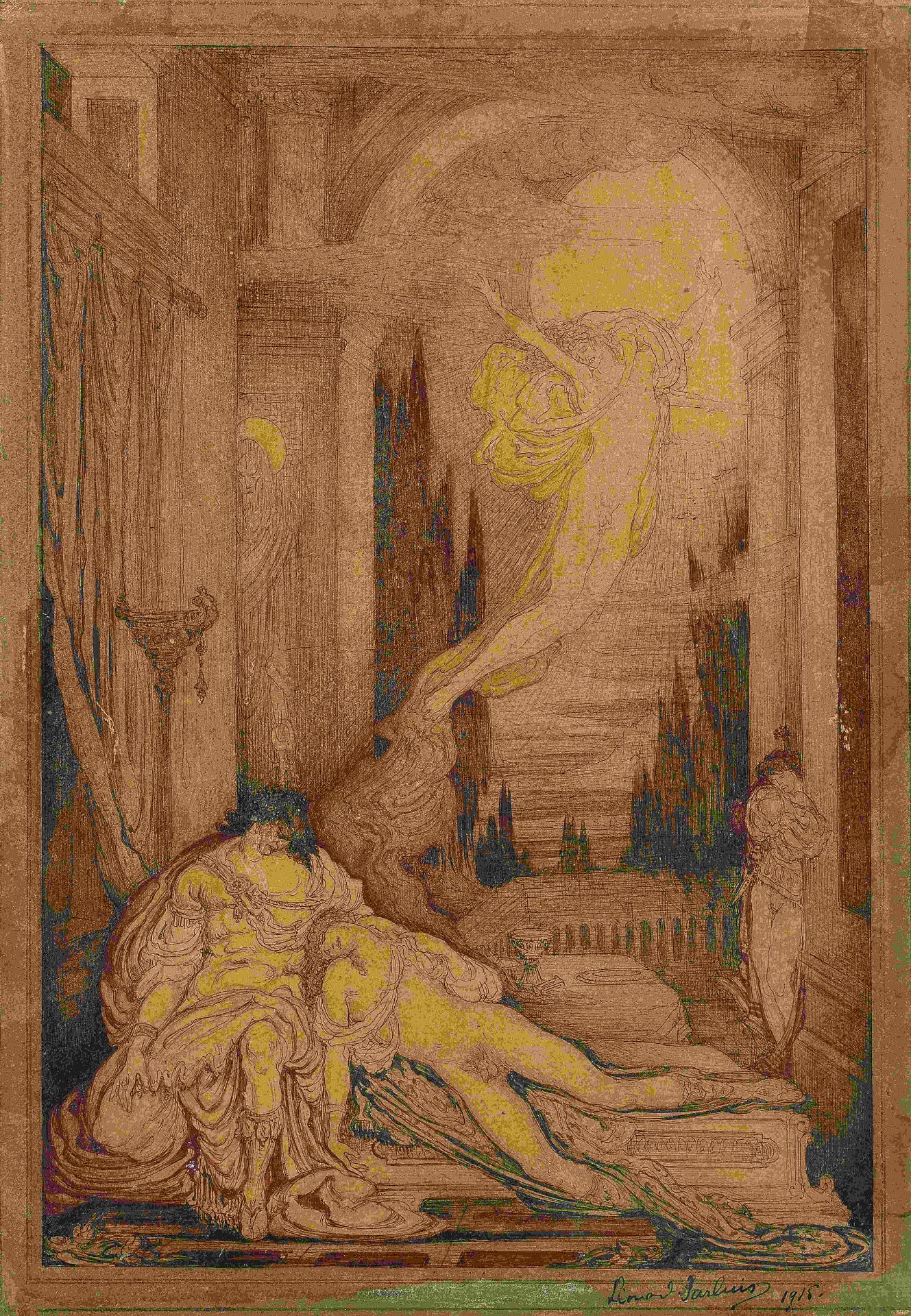 L&#233;onard Sarluis (Dutch, 1874-1949) L'envol de l'&#226;me (signed and dated (lower right)pen...