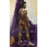 Irene Kana (Greek, born 1954) Standing Nude (signed in Greek (lower left); signed and inscribed ...