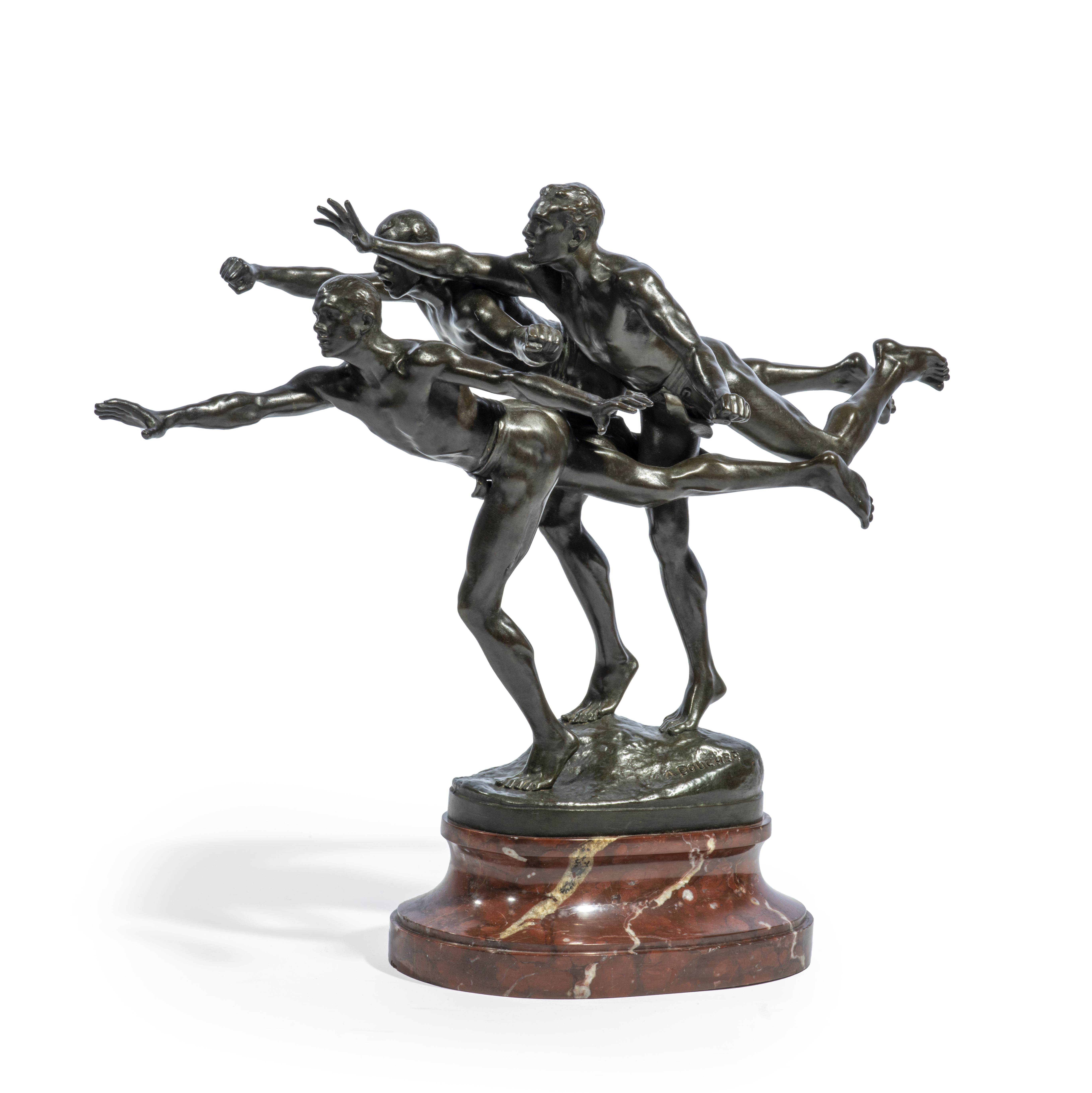 Alfred Boucher (French, 1850-1934) Groupe en bronze repr&#233;sentant 'Au But', vers 1900