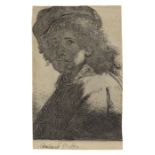 Rembrandt Harmensz. van Rijn (Dutch, 1606-1669) Self-Portrait in a Cap and Scarf with the Face d...