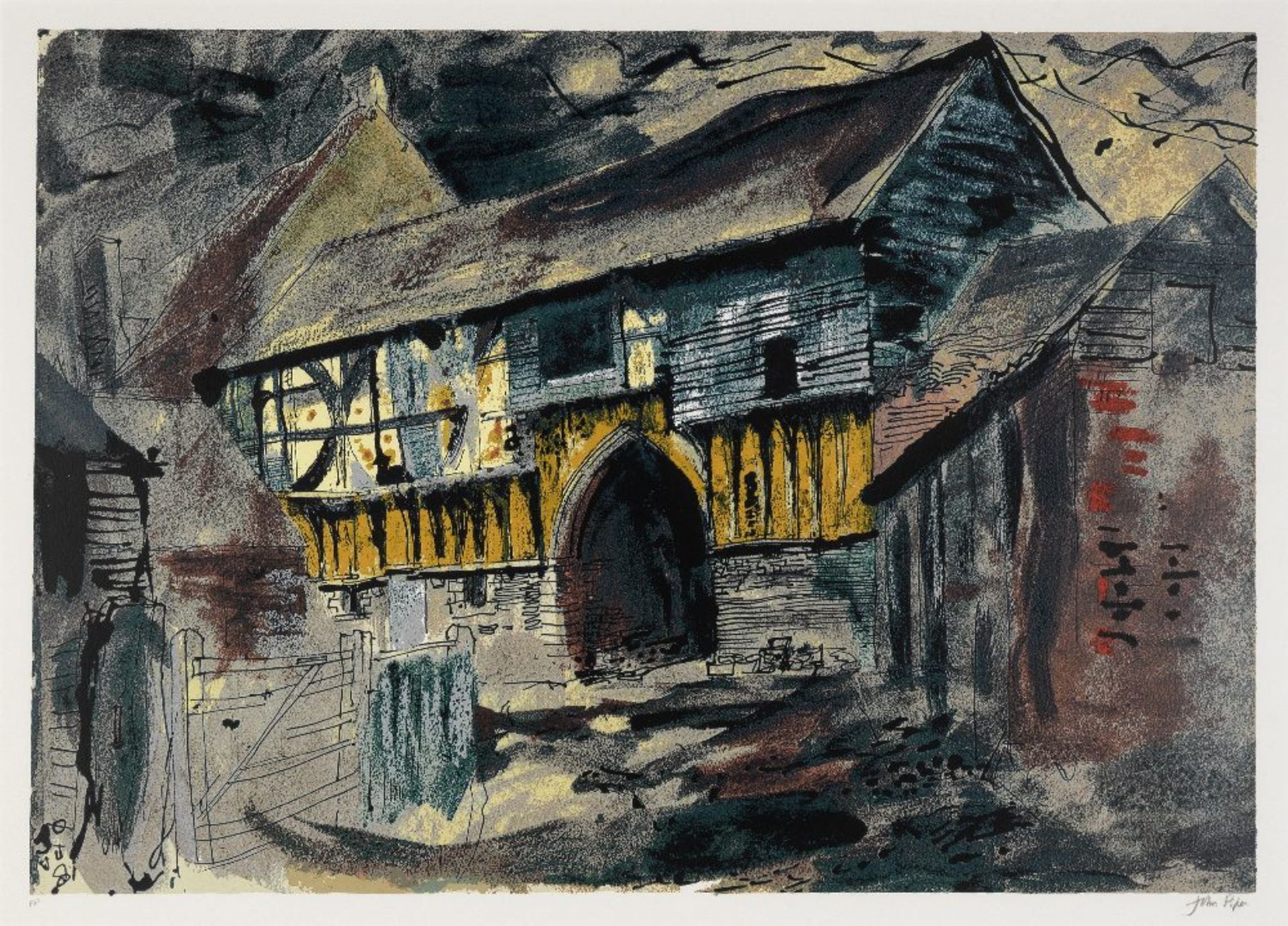 John Piper C.H. (British, 1903-1992) Wigmore Abbey Gateway Screenprint in colours, 1981, on wove...