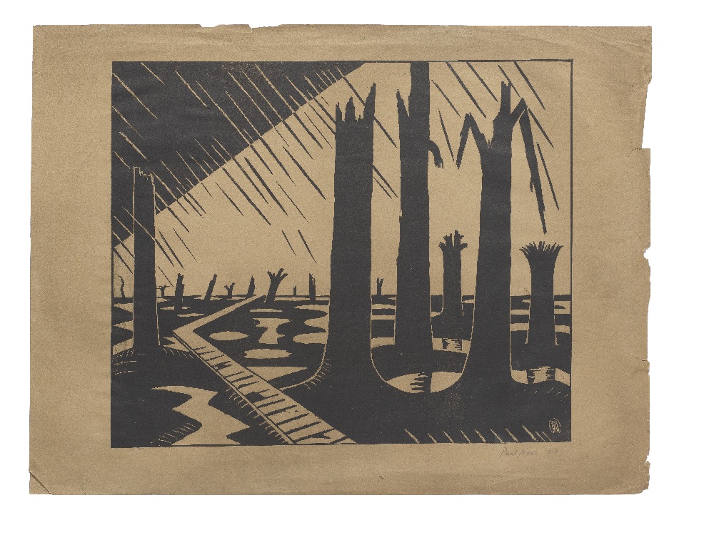 Paul Nash (British, 1889-1946) Void of War Lithograph, 1918, on brown wove paper, signed and dat...