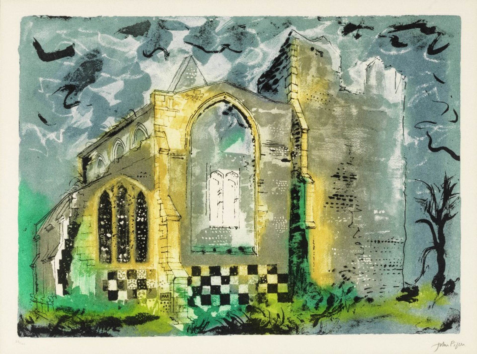 John Piper C.H. (British, 1903-1992) Little Cressingham, Norfolk Etching and aquatint in colours...