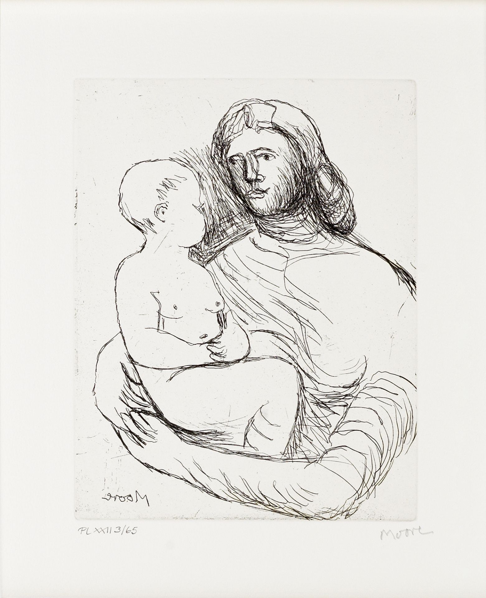 Henry Moore O.M., C.H. (British, 1898-1986) Mother and Child XXII, from Mother and Child Etching...