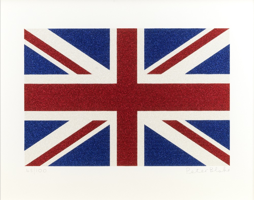 Sir Peter Blake R.A. (British, born 1932) Small Union Flag Screenprint with glitter, 2016, on wo...