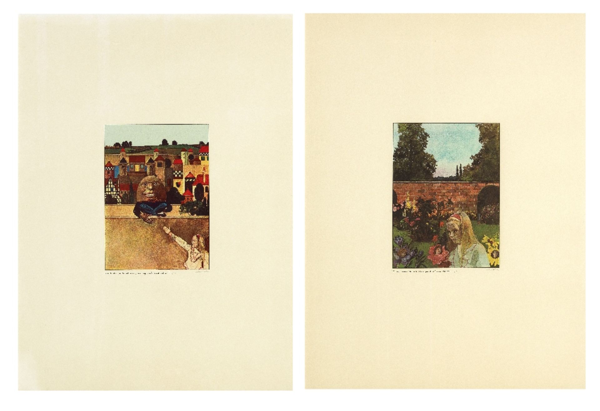 Sir Peter Blake R.A. (British, born 1932) Two Plates, from Alice through the Looking Glass Two s...