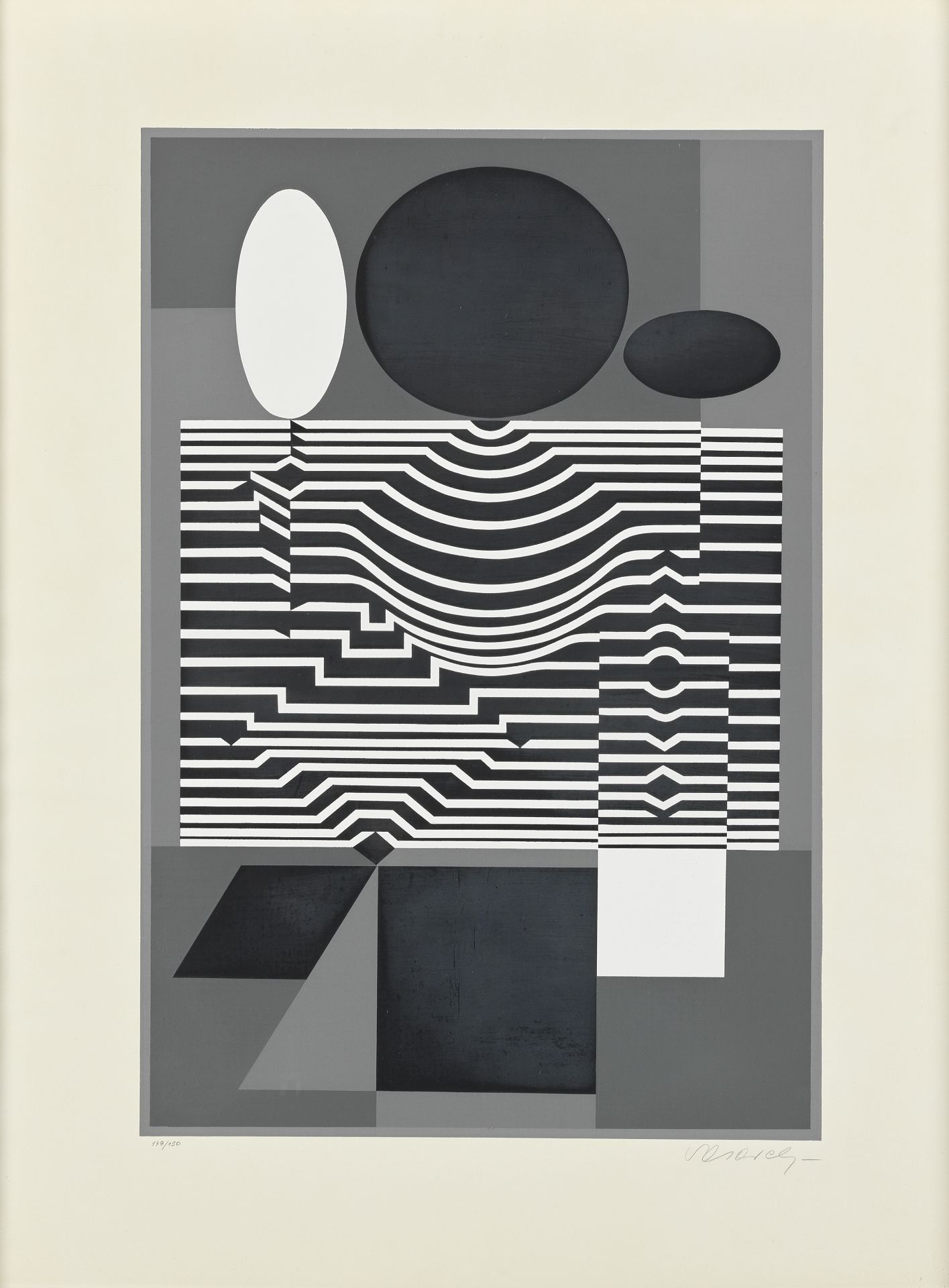 Victor Vasarely (Hungarian/French, 1906-1997) Gotha Screenprint in colours, circa 1959-62, on wo...