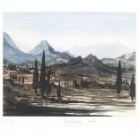 HM King Charles III (British, born 1948) Greek Landscape, Summer Lithograph in colours, 1999, on...