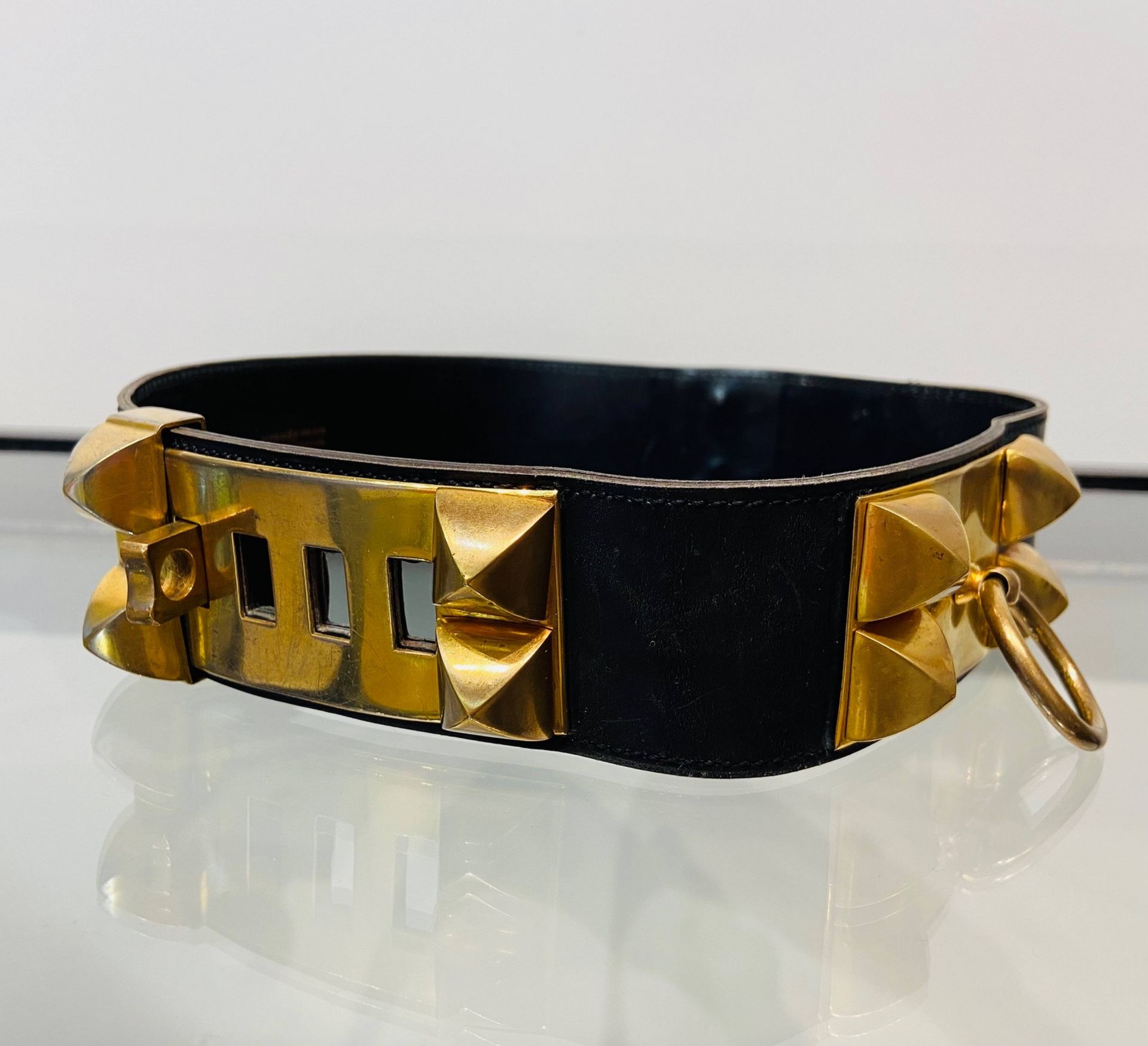 HERMES Paris 24 Fg Saint Honor&#233;. Ceinture M&#233;dor, cuir agneau Circa 1947