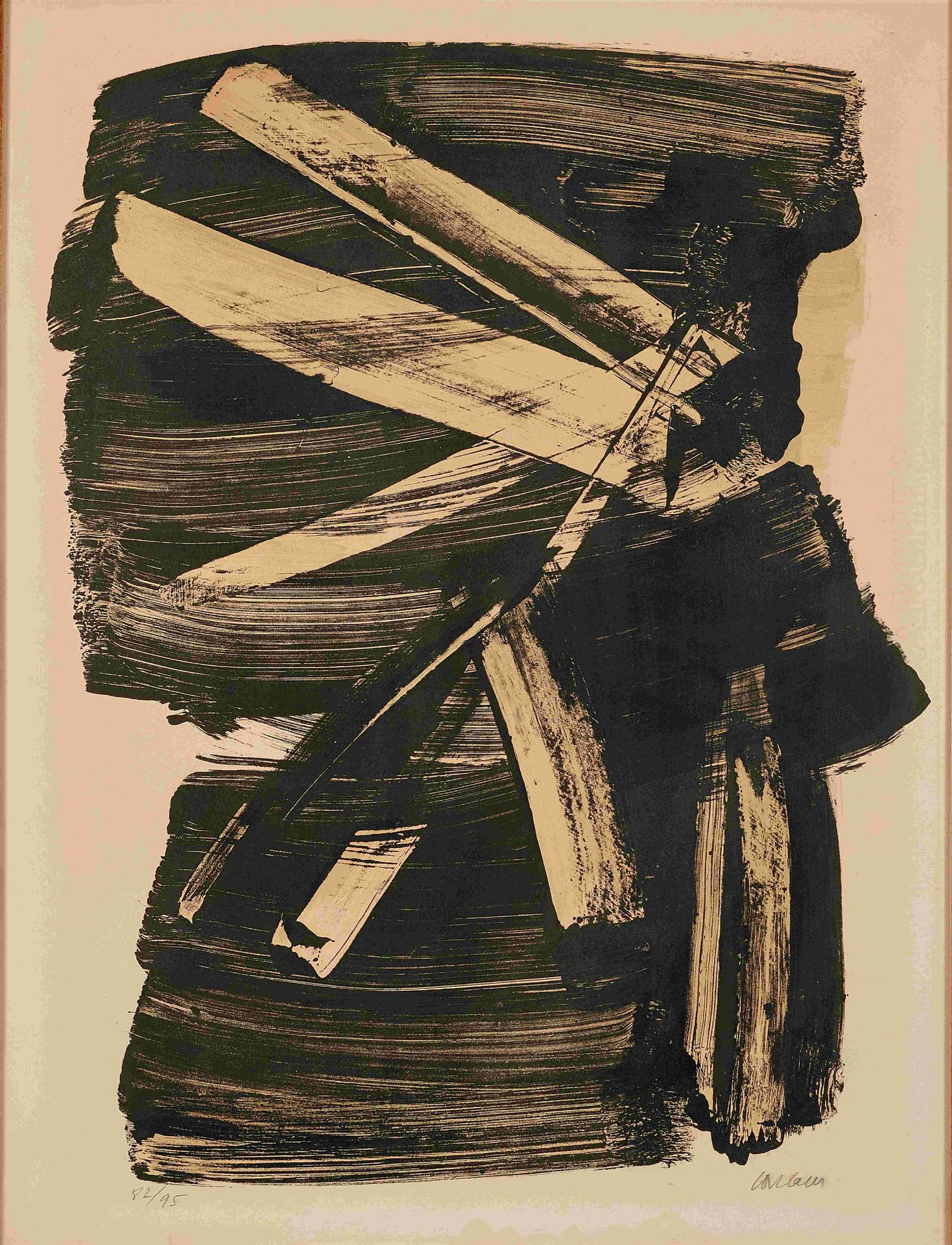 Pierre SOULAGES (1919-2022) LITHOGRAPHIE N&#176;10, 1963 (BNF, 56)Lithographie en couleurs sur v...