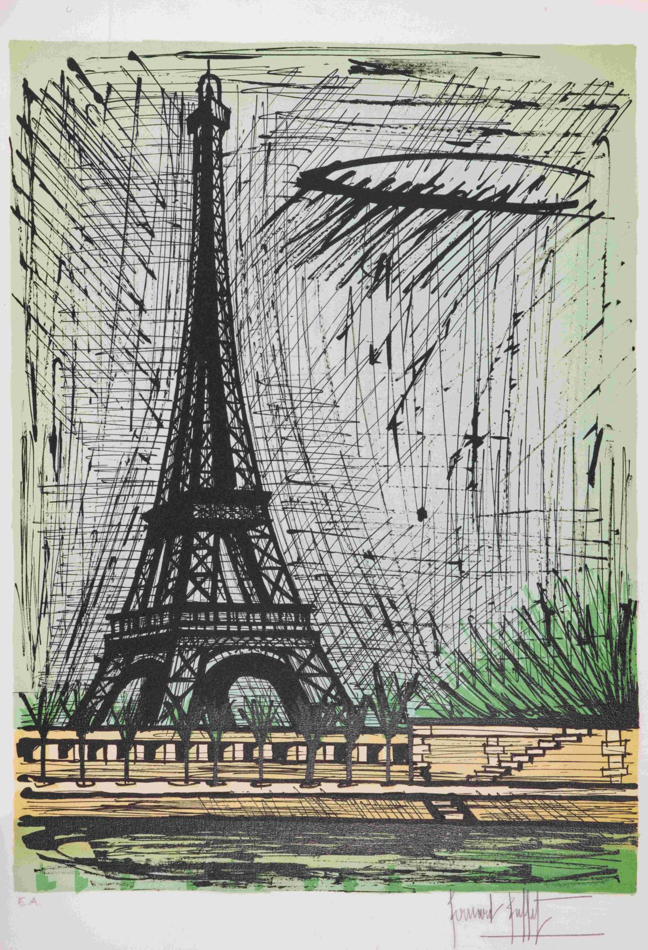 Bernard BUFFET (1928-1998) LA TOUR EIFFEL, 1990 Lithographie en couleurs sur Arches Epreuve d'a...