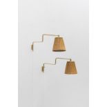 PAAVO TYNELL (1890-1973) Mod. 9414Paire d'appliques articul&#233;esStructure en laiton et abat-j...