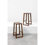 PIERRE JEANNERET (1896-1967) Mod. PJ-S1-56-APaire de tabourets hautsTeck. Marques peintes sur ch...