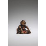 NETSUKE EN BOIS REPR&#201;SENTANT UN KARAKO Par Tsuji, fin du XVIIIe si&#232;cle