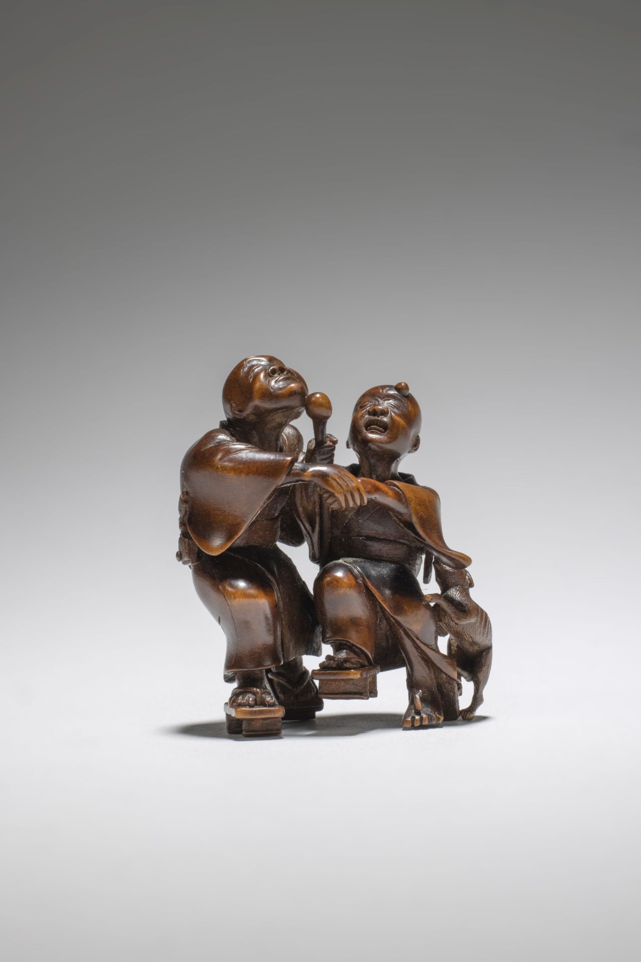 NETSUKE EN BOIS REPR&#201;SENTANT DES AVEUGLES Par Taketomo, XIXe si&#232;cle