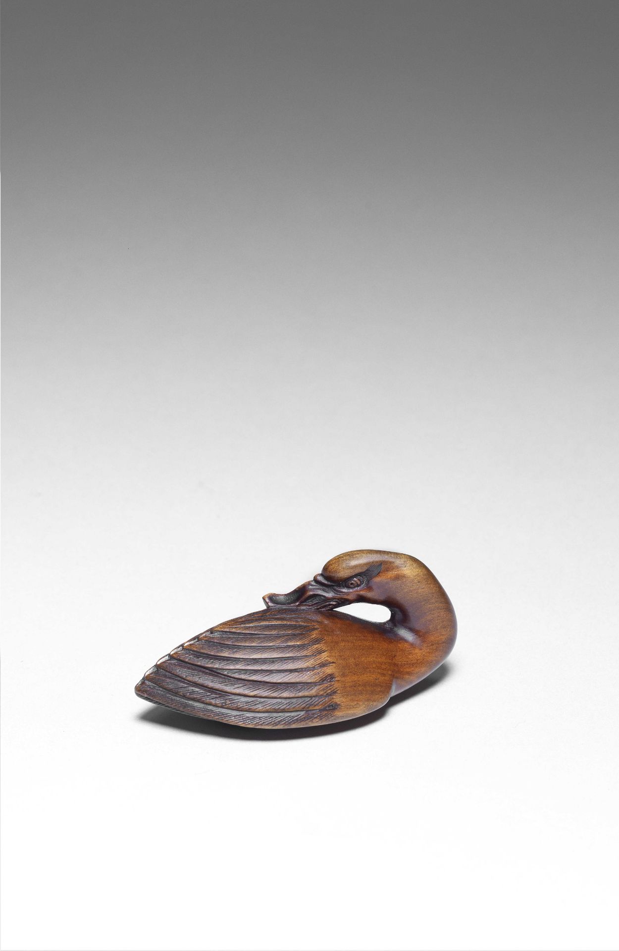 NETSUKE EN BOIS REPR&#201;SENTANT UN CANARD Par Hara Shumin, XIXe si&#232;cle