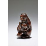 NETSUKE EN BOIS REPR&#201;SENTANT KUZUNOHA Par Tadatoshi, d&#233;but du XIXe si&#232;cle