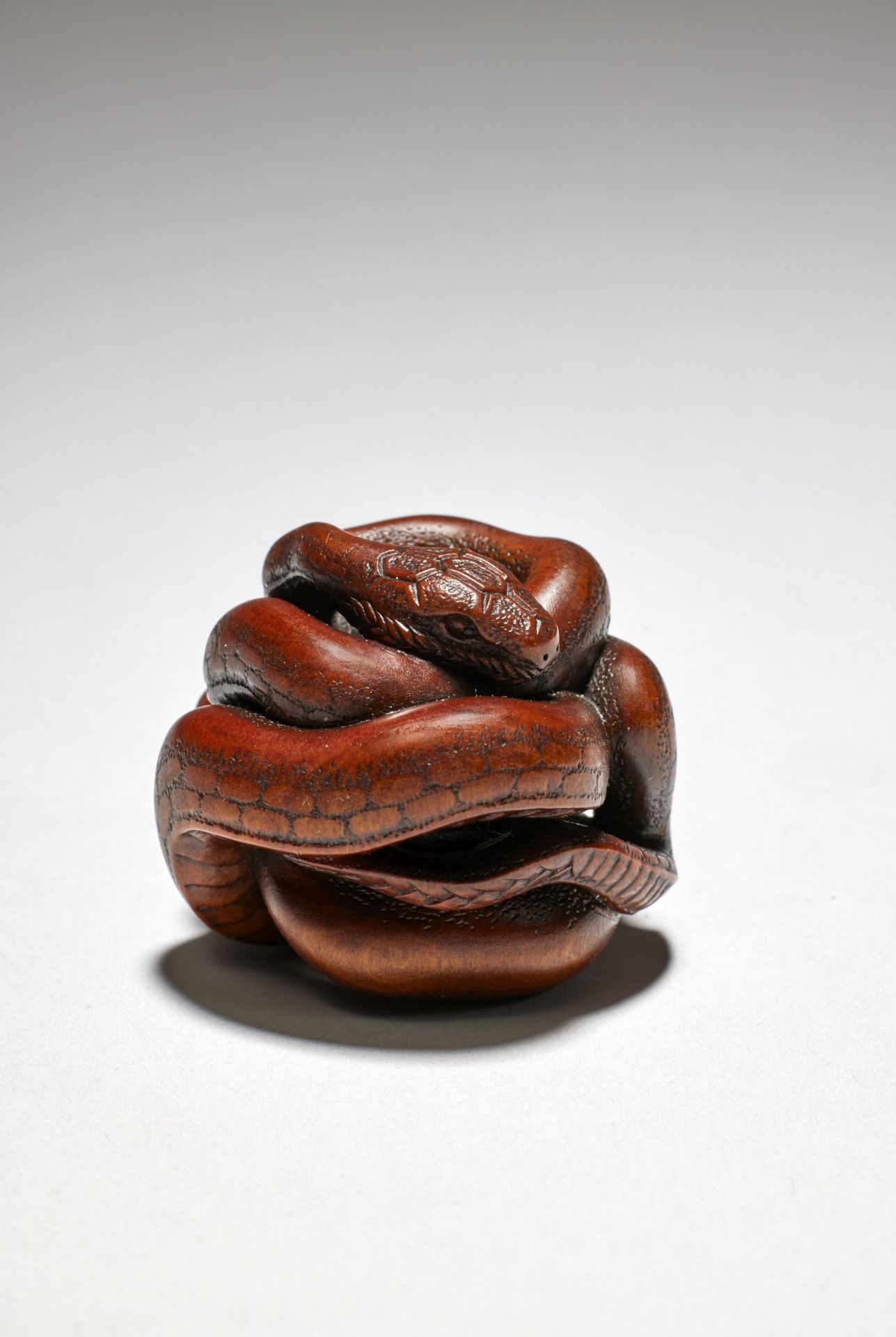 NETSUKE EN BOIS REPR&#201;SENTANT UN SERPENT Par Masakatsu, Yamada, Province d'Ise, XIXe si&#232...