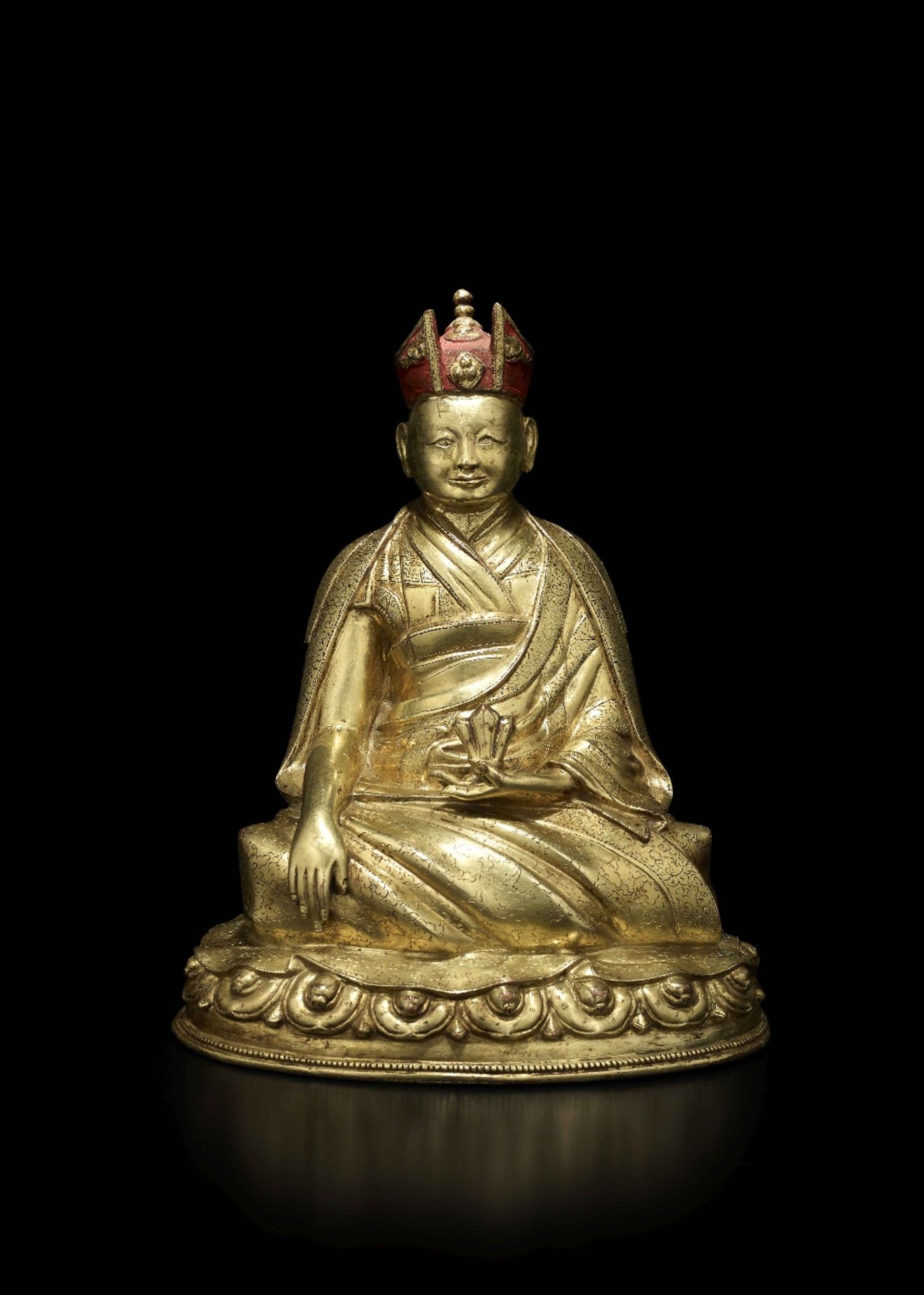 STATUETTE DU QUATRI&#200;ME SHAMARPA, CH&#214;KYI DRAKPA YESH&#201; PAL ZANGPO, EN ALLIAGE DE CU...