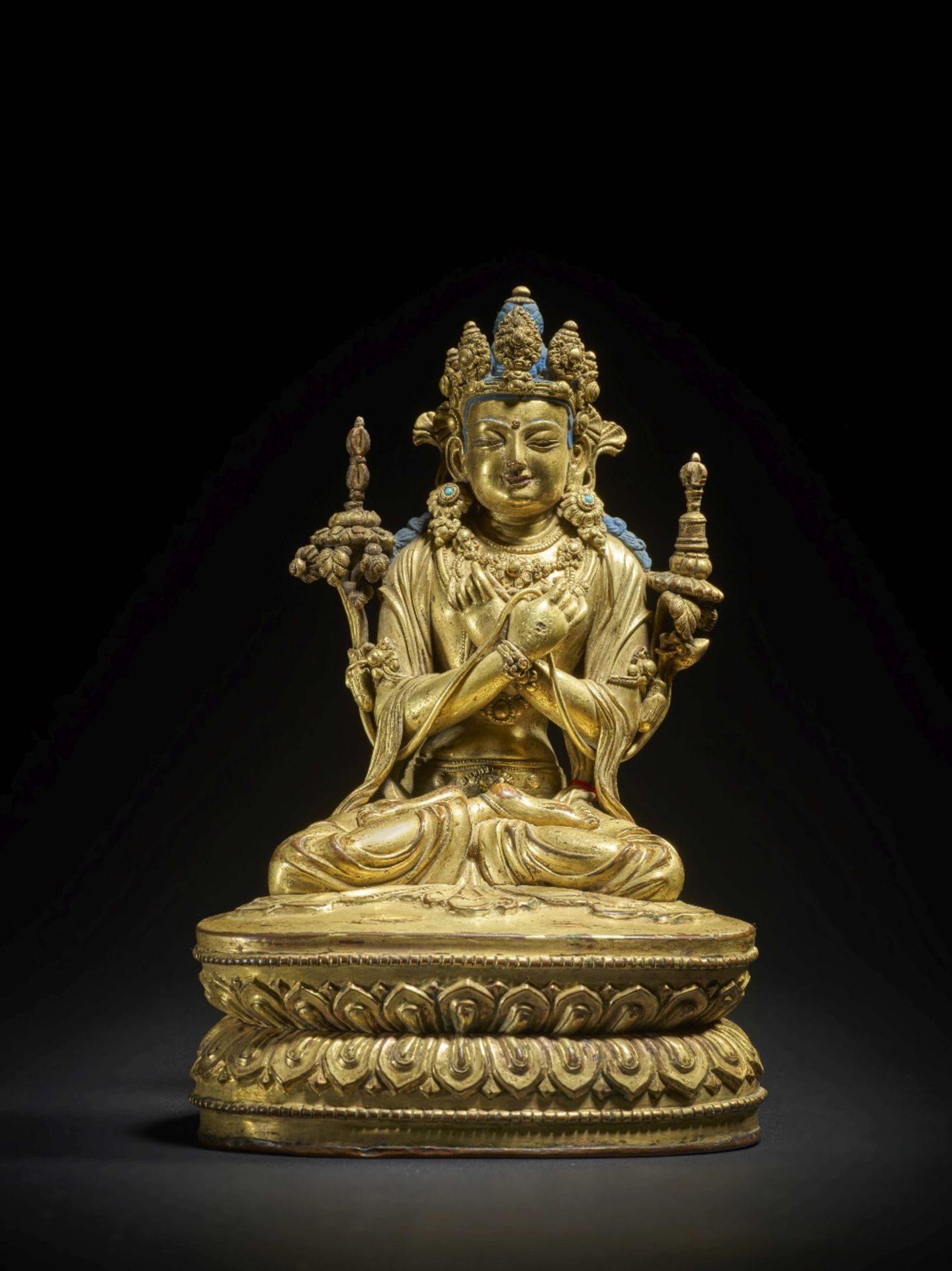 STATUETTE DE VAJRADHARA EN ALLIAGE DE CUIVRE DOR&#201; TIBET, XVIE SI&#200;CLE