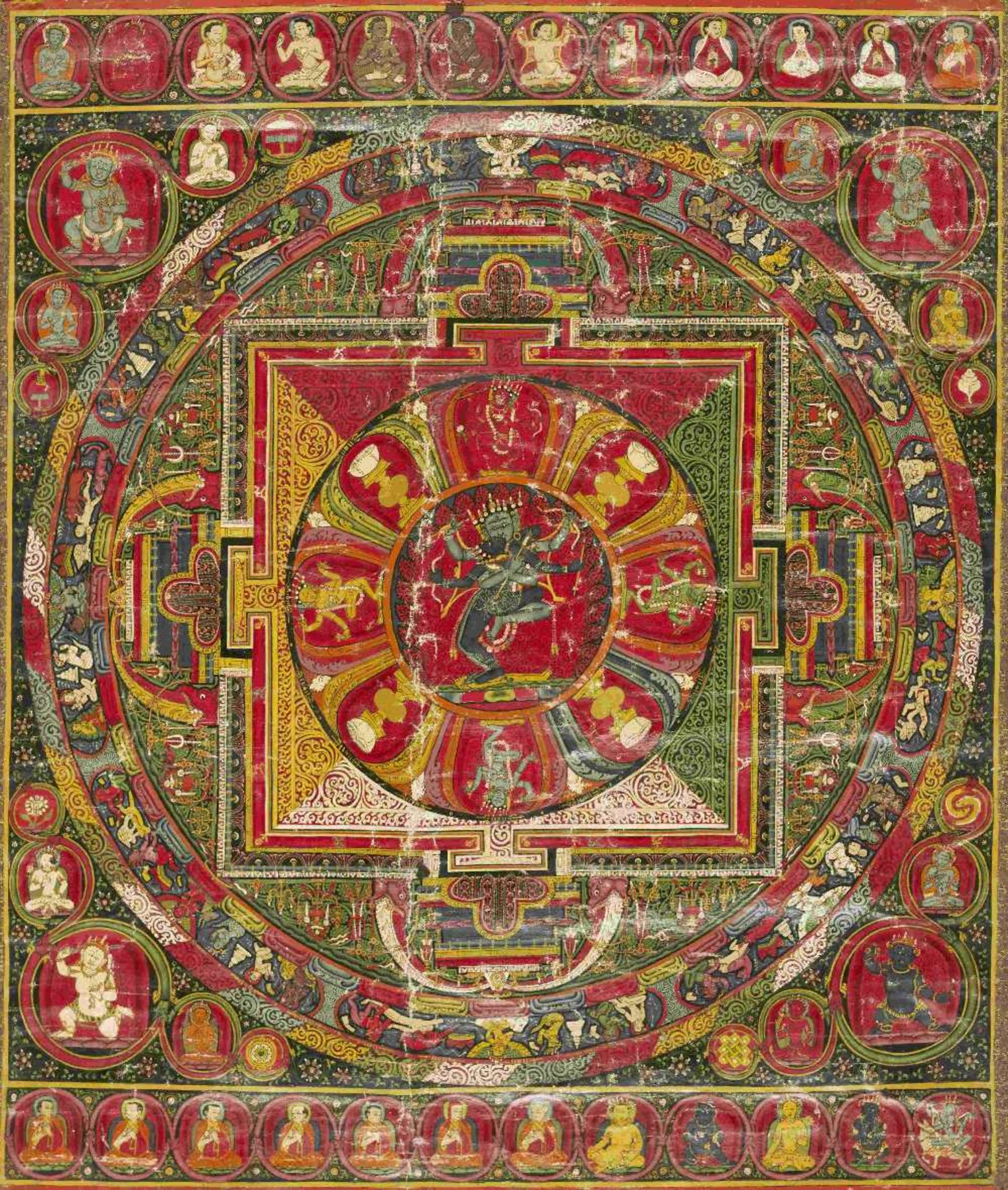 MANDALA REPR&#201;SENTANT MAHAMAYA TIBET CENTRAL, MILIEU DU XVE SI&#200;CLE