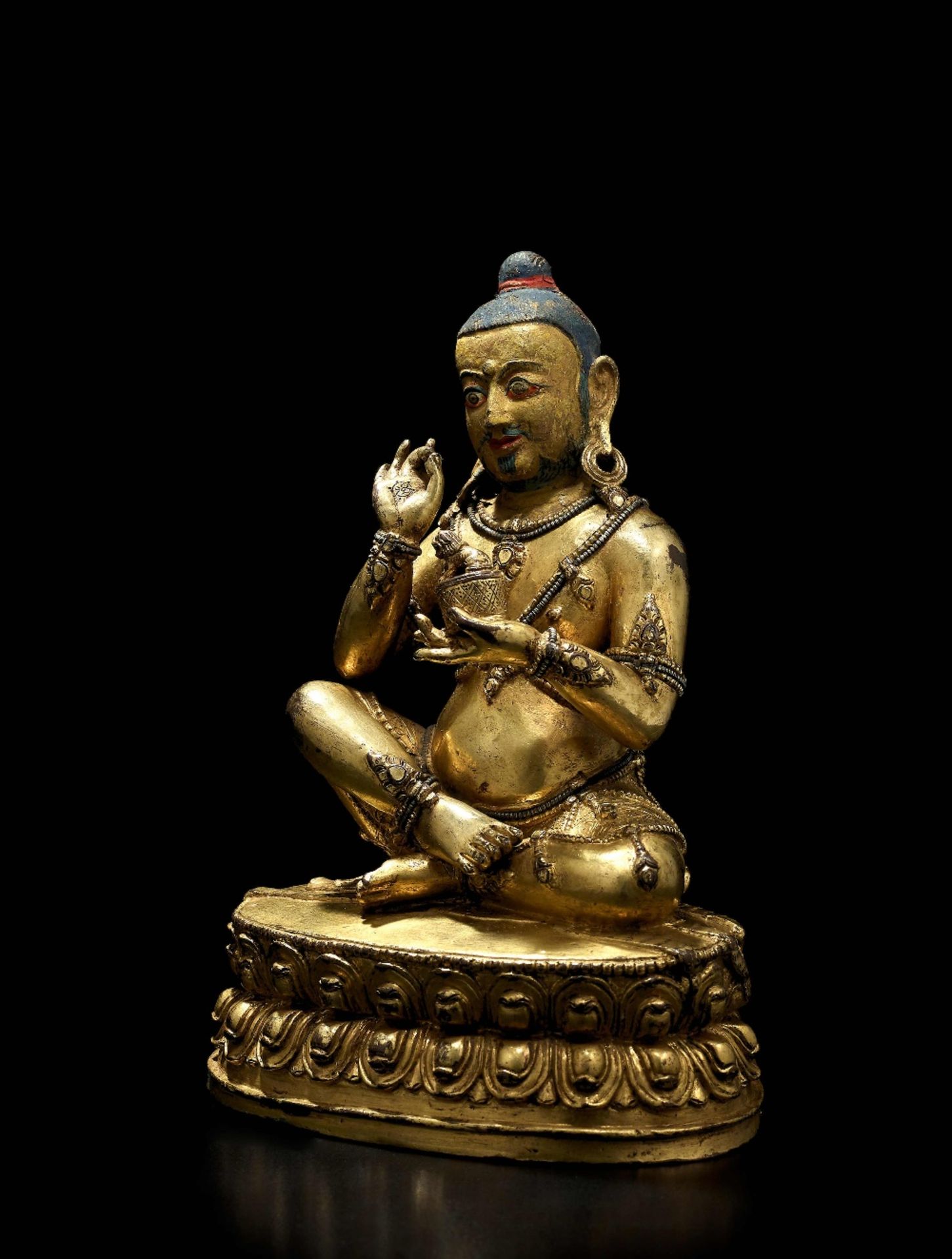 STATUETTE DE JNANATAPA EN ALLIAGE DE CUIVRE DOR&#201; AVEC INCRUSTATION D'ARGENT TIBET, XIVE SI&...