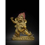 STATUETTE DE VAJRAPANI EN ALLIAGE DE CUIVRE DOR&#201; DYNASTIE QING, XVIIIE SI&#200;CLE