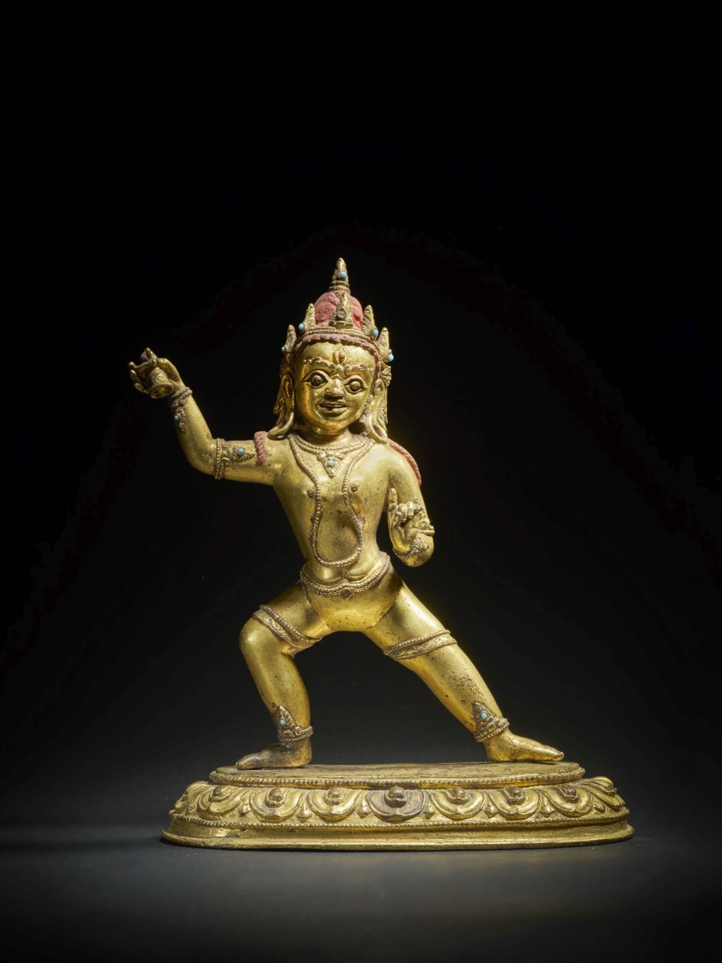 STATUETTE DE VAJRAGHANTA EN ALLIAGE DE CUIVRE DOR&#201; TIBET, XVE/XVIE SI&#200;CLE