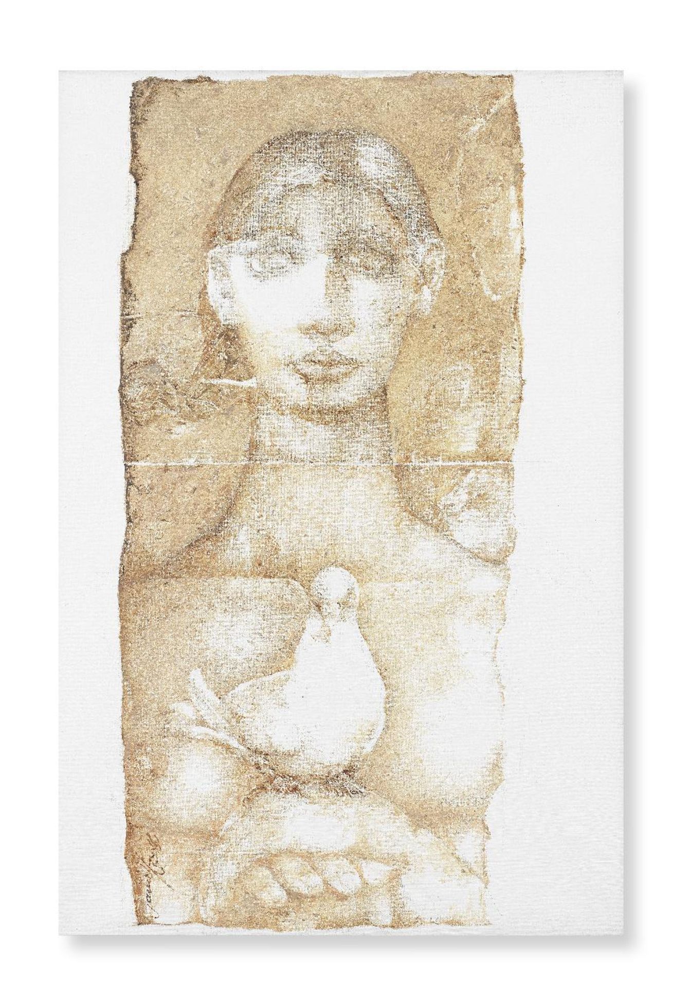 Jamil Naqsh (Pakistani, 1939-2019) Untitled (Woman & Dove)