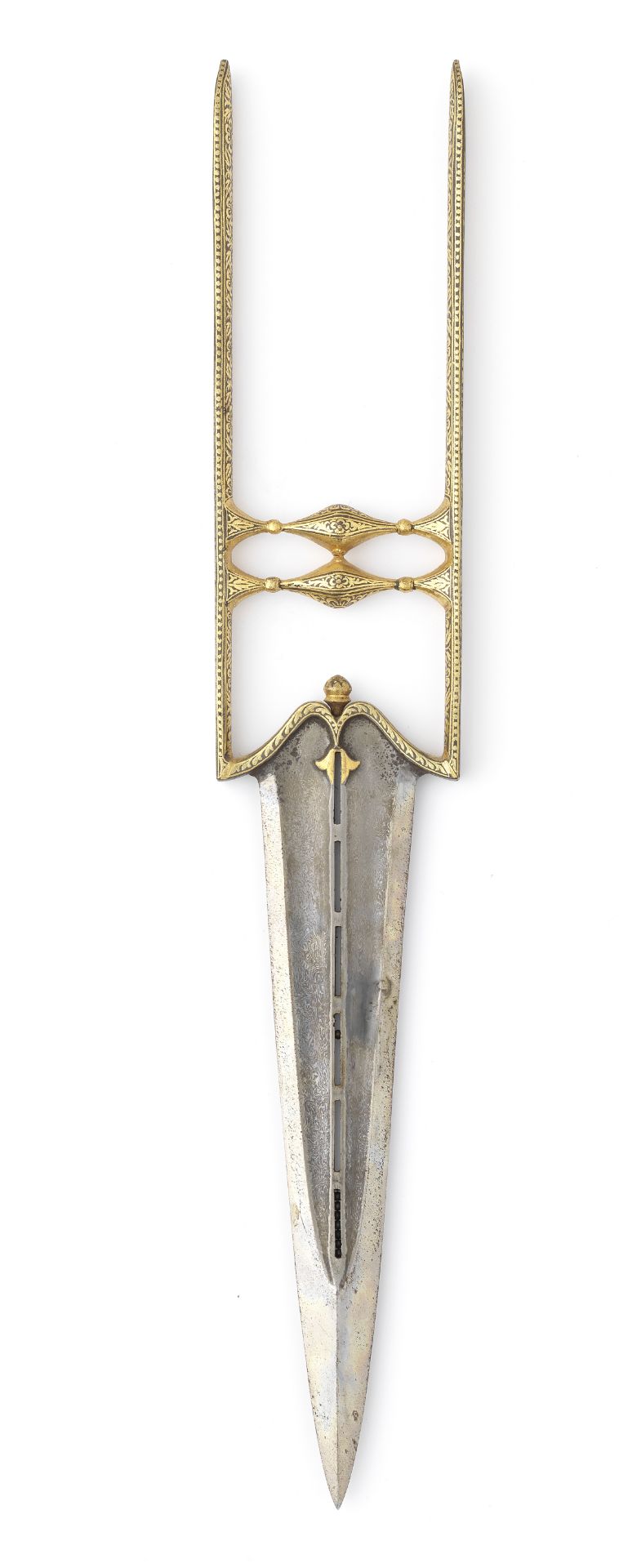 A gold damascened steel 'tears of the wounded' push dagger (katar) India, 18th Century