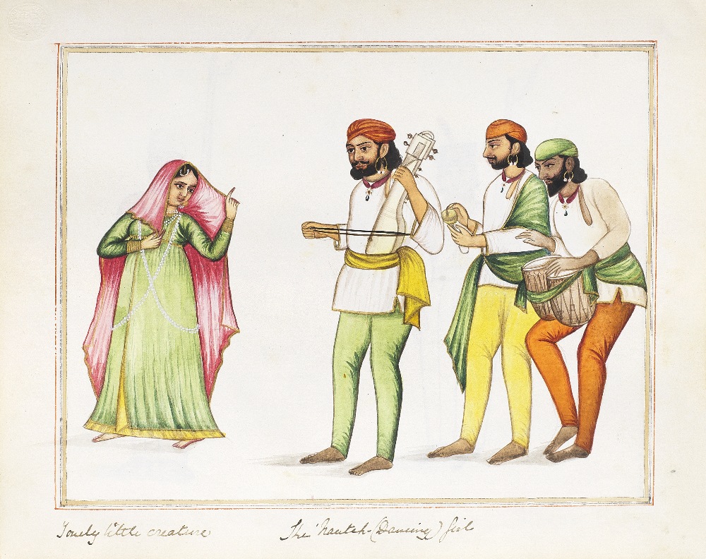 An album of sixty paintings depicting Sikh rulers, monuments in Lahore and elsewhere, and trades...