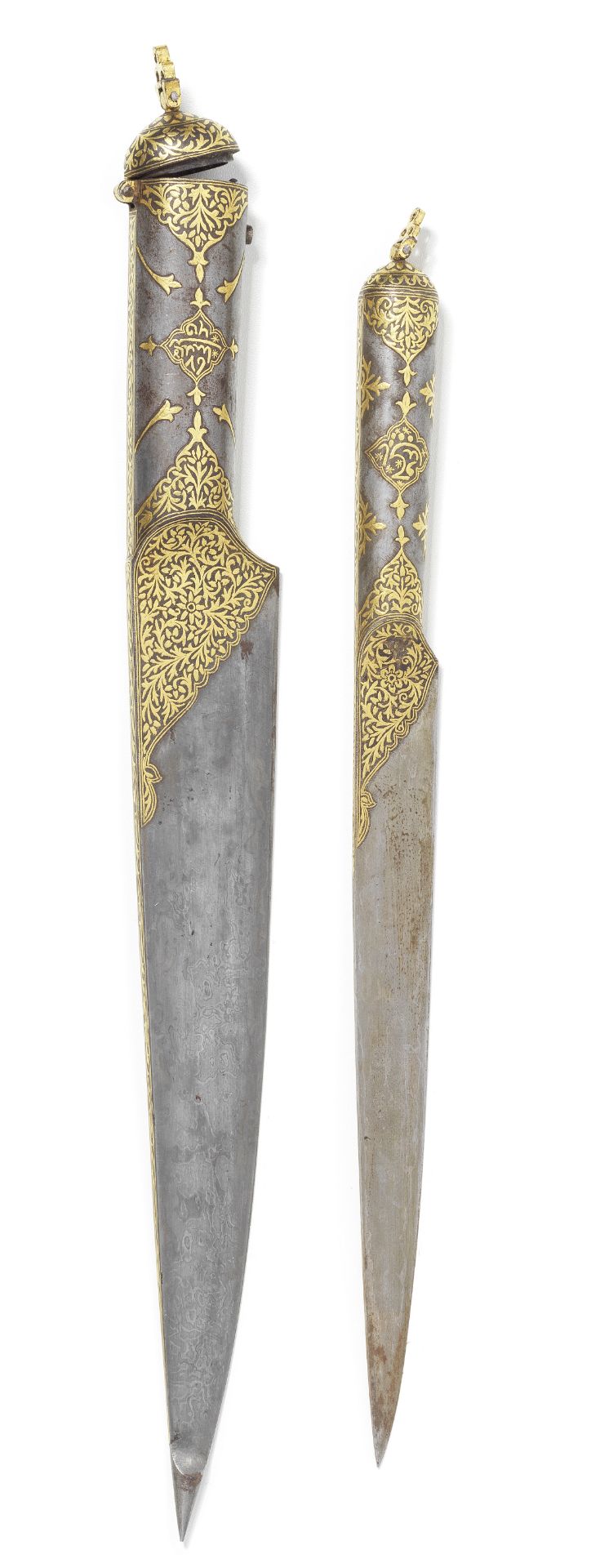 A rare gold-koftgari steel double dagger (kard) North India, 19th Century(2)