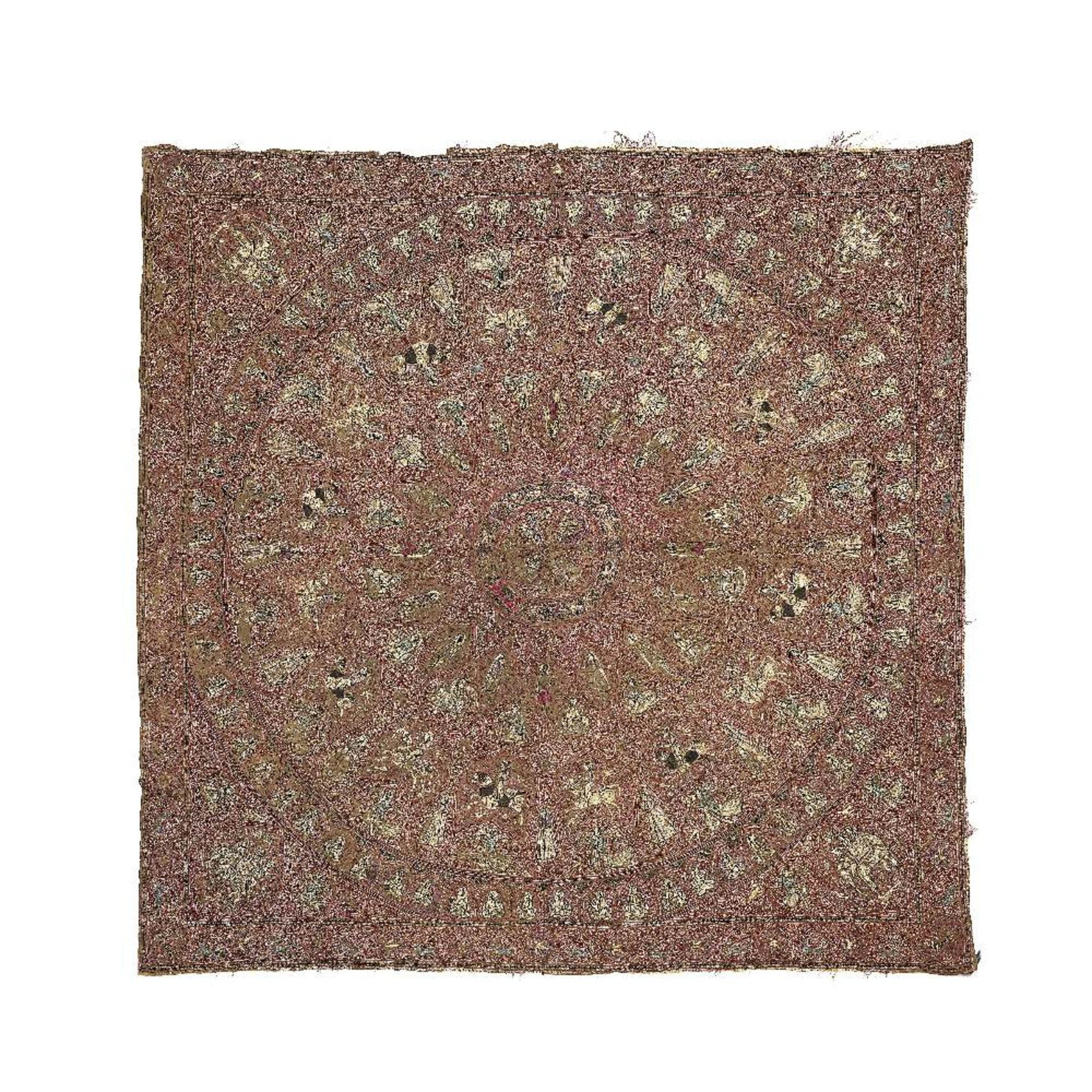 An embroidered figural shawl (amli rumal) Kashmir, 19th Century