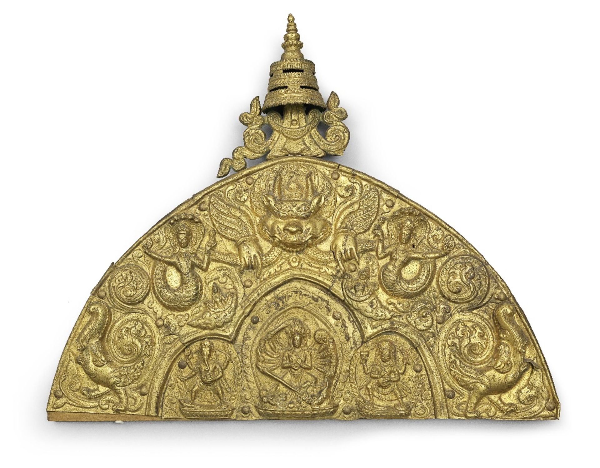 A monumental gilt-copper aureole from a shrine Nepal, 18th/19th Century