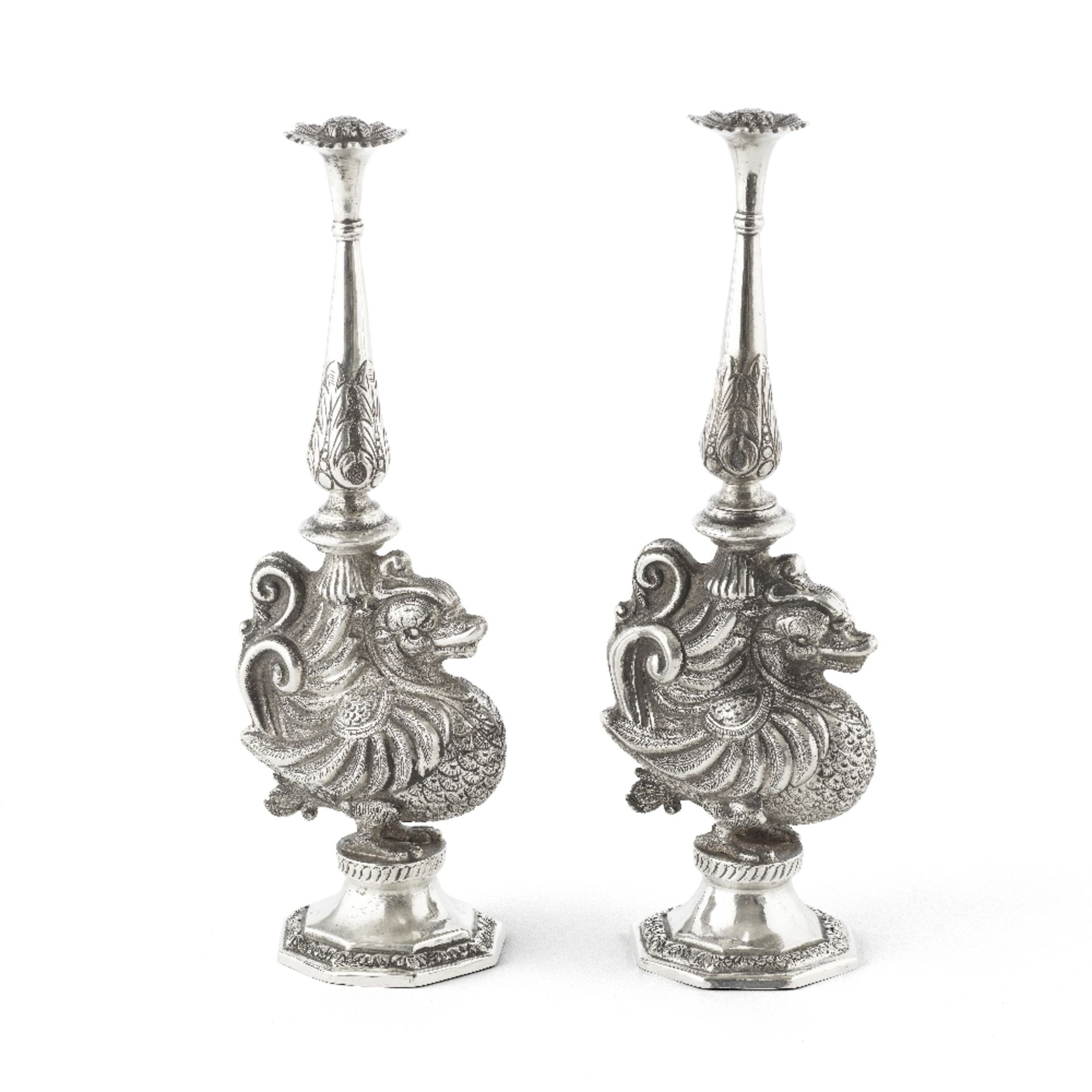 A pair of silver rosewater sprinklers (gulabpash) India, 19th Century(2)