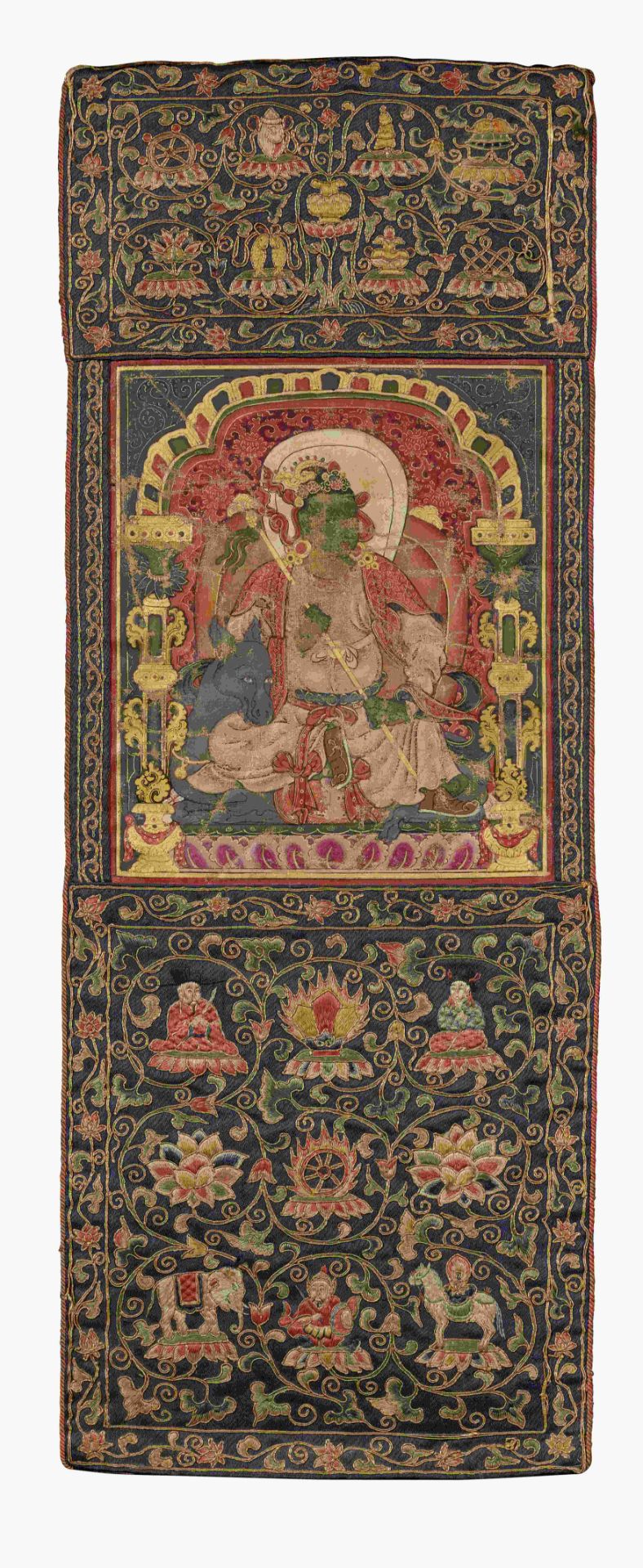 PEINTURE REPR&#201;SENTANT VAYU DEVA D'UN MANDALA BHAISHAJYAGURU MONTR&#201;E EN BANNI&#200;RE &...