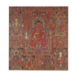 TANGKA REPR&#201;SENTANT AMITABHA TIBET OCCIDENTAL, XVE SI&#200;CLE