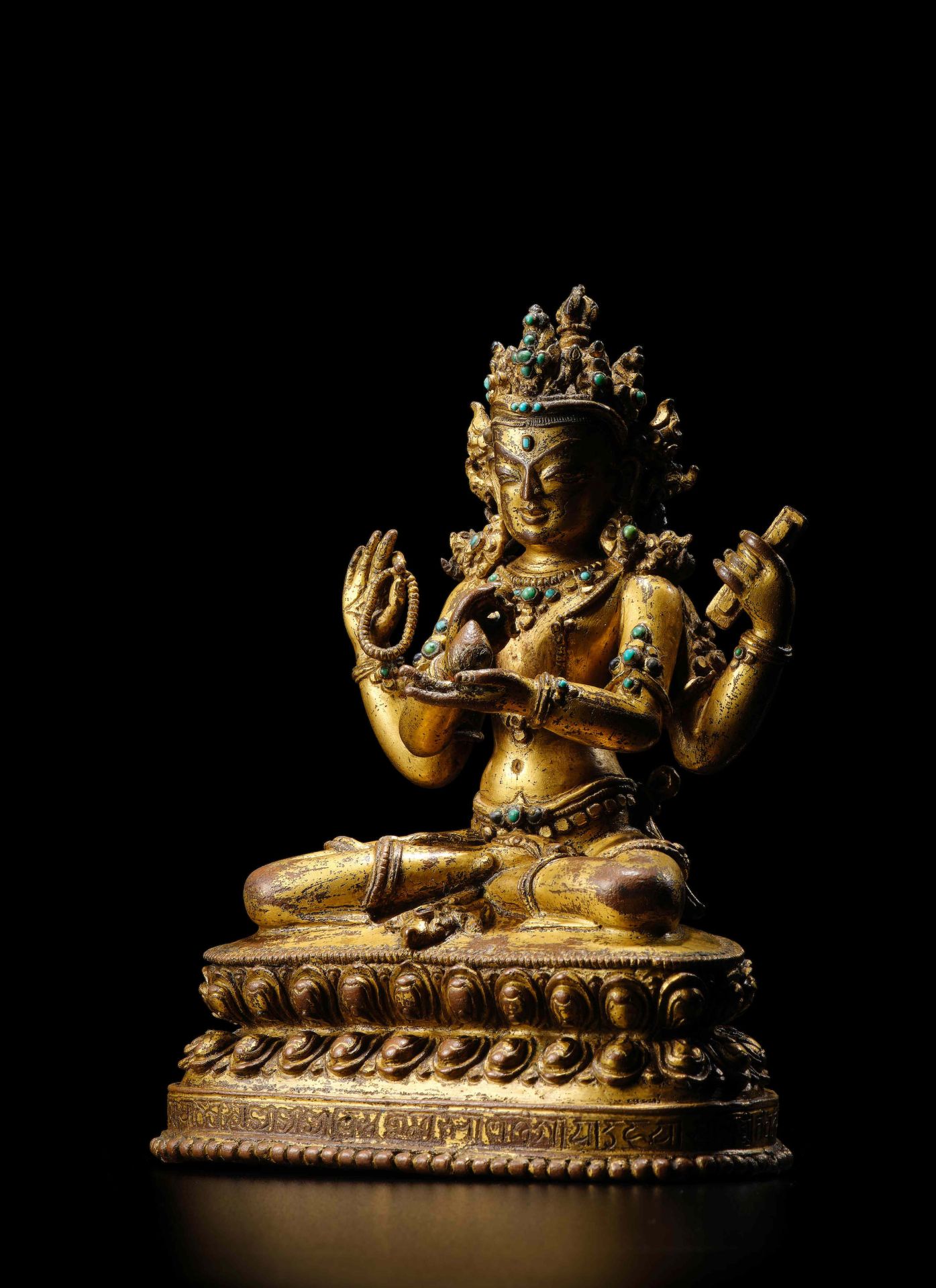 STATUETTE DE PRAJNAPARAMITA EN ALLIAGE DE CUIVRE DOR&#201; N&#201;PAL, DAT&#201; 1448