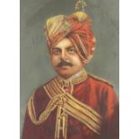 INDIA - PRINCELY RULER Portrait of an unidentified princely ruler, head and shoulders, wearing t...