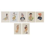 Thein Han (Burmese, 1910-1986) A set of five portraits of traditional Burmese sitters (Together ...