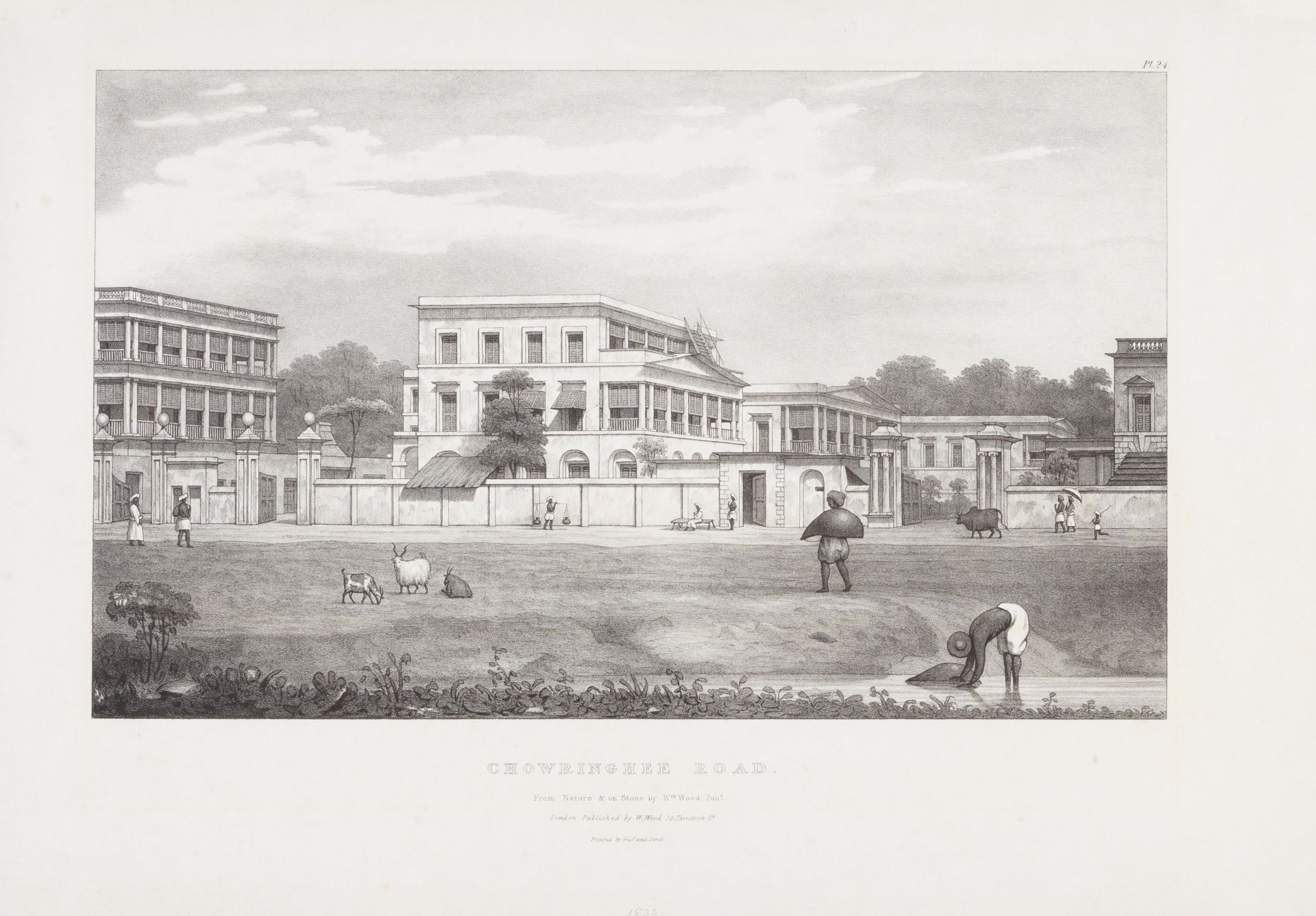 William Wood (British) Four views of Chowringhee Road, Calcutta, from A Series of Twenty-eight ...