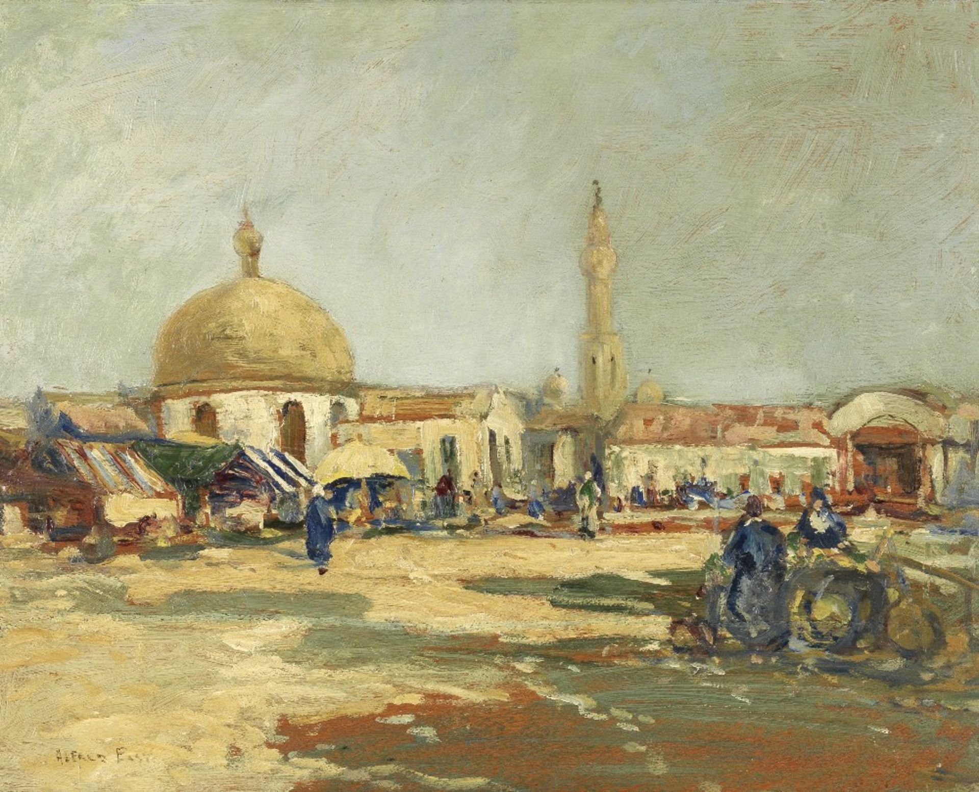 Sir Alfred East, RA, RI, PRBA (British, 1849-1913) A North African market square